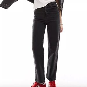 Monki Zami high waist straight leg jeans in black